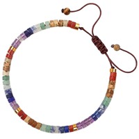 Braccialetto con 7 Chakra in Pietre Naturali Colorate, Cordino Intrecciato Regolabile, Perline Curative in Gemme per Yoga, Uso Quotidiano, Regalo