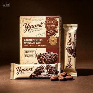 Barres protéinées au chocolat noir, noisettes et cacao, collations pour un regain d'énergie rapide, pour les sportifs, nutrition quotidienne, fabrication OEM, marque privée - Product Image 1