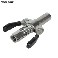 Acoplador de pistola de engrase de doble manija de alta presión de 10000 PSI con punta de engrase de bloqueo y liberación rápida para pistola de engrase manual o eléctrica
