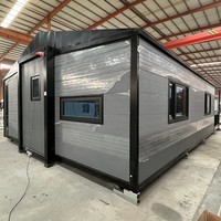 Maison conteneur de luxe à toit en pente, extensible, avec grande terrasse, 2, 3 ou 4 chambres, aménagement flexible