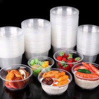 Récipient de nourriture à emporter jetable de 8oz en plastique de qualité alimentaire Pp Deli Container Bol jetable à emporter avec couvercles
