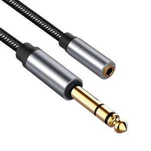 6.35mm Macho para 3.5mm Fêmea Adaptador Banhado A Ouro AUX Cabo de Áudio fone de Ouvido Microfone de Gravação 6.35/3.5 milímetros Cabo Conversor