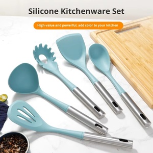Heat Resistant Cookware Utensils <b>Silicone</b> Kitchen Cooking Utensils Cooking <b>Tool</b> with Stainless Steel Handle - Product Image 1