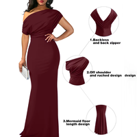 Vestidos de Noche Largos Elegantes para Mujer, Diseño Fruncido, Un Hombro Descubierto, Ajustados al Cuerpo, Sin Espalda, en Oferta