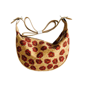 Gros <span class=keywords><strong>Sac</strong></span> Hobo Croissant <span class=keywords><strong>en</strong></span> Liège pour Femmes Éco-responsable Imprimé <span class=keywords><strong>de</strong></span> Fleurs Boho <span class=keywords><strong>Sac</strong></span> à Épaule avec Éclair - Product Image 2