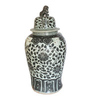 Vase de sol en porcelaine vintage Art Déco, peint à la main, motif floral bleu, glaçure céladon, avec couvercle, pot en céramique d'argile, autres décorations d'intérieur