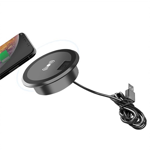 Embedded Desktop Wireless Phone Charger for Office Conference Room Meeting Spaces Furniture Integrated Wireless Charging Pad