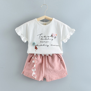 Vêtements pour bébé fille, 2 pièces, tenues à volants, hauts blancs + pantalon en jean déchiré pour filles - Product Image 2