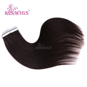 Extensions de cheveux à bandes adhésives 100 % cheveux Remy chinois, cuticules alignées, double épaisseur, sans perte, couleur foncée, cheveux raides naturels. - Product Image 1