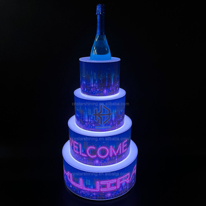 Starshining OEM 4 계층 샴페인 디스플레이 랙 VIP LED 병 발표자 생일 축하 LED 케이크 나이트 클럽 바 파티 라운지 - Product Image 5