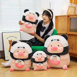 En gros, Peluche Panda <span class=keywords><strong>Cochon</strong></span> Costume, Douce et Réconfortante, avec Coussin Donut, Cadeau Mignon pour Enfants, Coton PP - Product Image 3