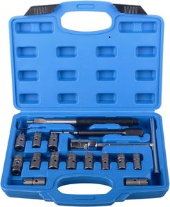 17 pièces Diesel universel Diesel <span class=keywords><strong>injecteur</strong></span> <span class=keywords><strong>extracteur</strong></span> <span class=keywords><strong>aspirateur</strong></span> siège Cutter ensemble nettoyant universel re-face alésoir ensemble d'outils - Product Image 1