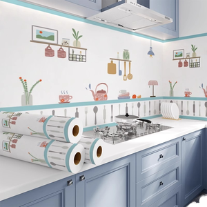 Papel Tapiz Moderno con Diseño de Dibujos Animados de 0.6*5m, Impermeable, Resistente al Aceite y a las Manchas, para Cocina y Uso Doméstico - Product Image 1