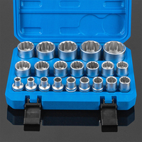 Jeu de douilles cannelées avec boîtier de rangement, pour métrique, 8mm-36mm 12 points, 1/2 pouces, 21 pièces