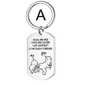 พวงกุญแจคู่รักวินเทจสแตนเลส25มม. ให้ฉันสัมผัสก้นของคุณตลอดไป - Product Image 2