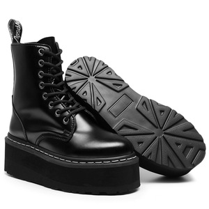 Botas cortas estilo británico con cremallera lateral - botas de trabajo ligeras con suela gruesa y elevada - Product Image 3