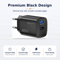 Chargeur rapide USB C USB-A GaN 45W, prise EU, en stock, chargeur mural double port GULFY