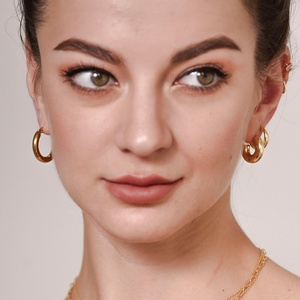 Pendientes de aro grueso de Plata de Ley 925 y oro de 18K, pendientes dorados de estilo Vermeil, para mujeres - Product Image 3