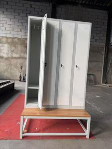 Casier vestiaire autoportant bleu/blanc en acier avec rangement suspendu et siège-banc verrouillable - Grande capacité - Product Image 3