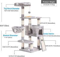 Tour d'arbre à chat personnalisable Condo avec sisal et jouets pour chat Bois et papier pour jouer Repos Accessoire pour chat Poteau à gratter