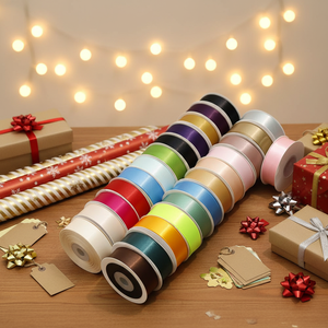 Cinta de Raso de Alta Calidad OEM, Cinta de Raso Estampada Personalizada, Cintas de Raso de Poliéster de Color Sólido para Envolver Regalos - Product Image 3