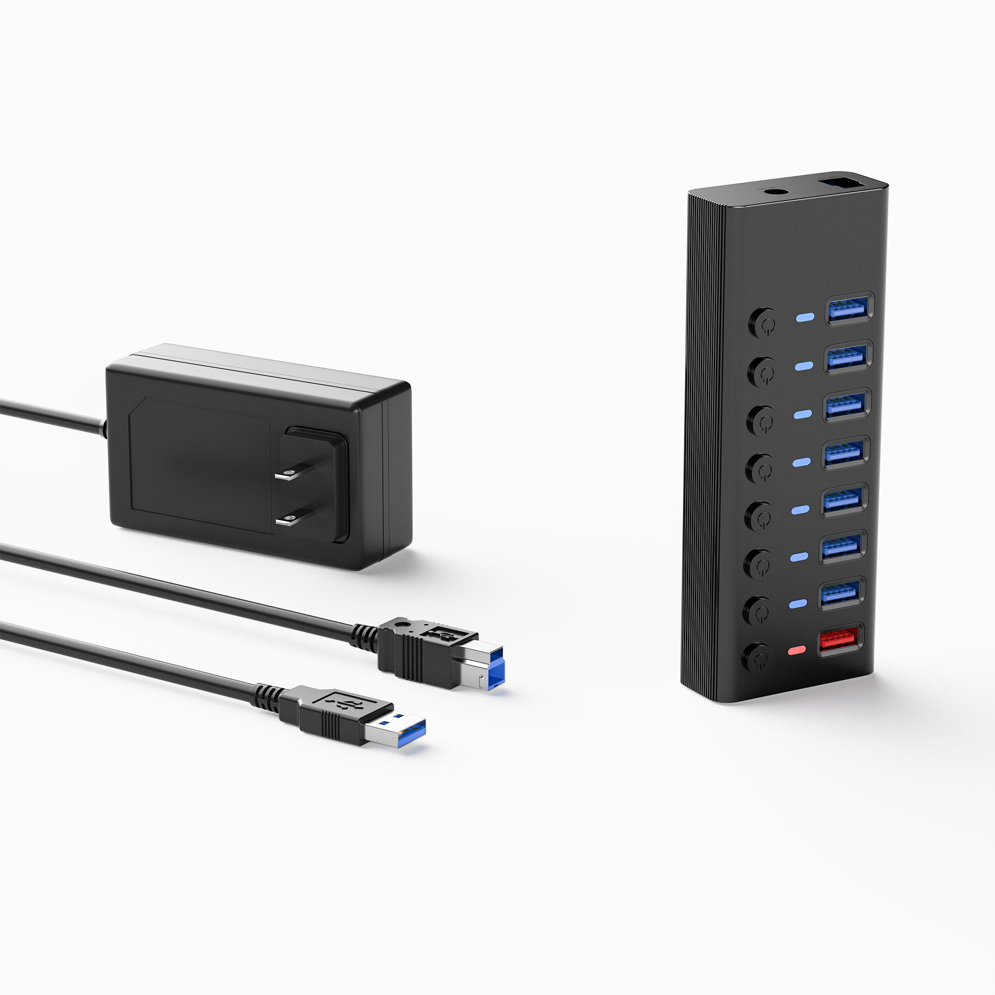 Алюминиевый 8-портовый usb-концентратор с переключателем, порт быстрой зарядки 8 в 1, usb-концентратор для ПК, ноутбука, usb-концентратор для зарядки