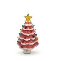 Sapin de Noël en céramique lumineux à LED, fonctionnant sur piles, veilleuse pour la décoration de table de Noël à la maison