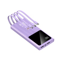 ÉCHANTILLON GRATUIT 10000 mAh Intégré 4 Câbles Powerbank PD QC Charge Rapide Chargeur Portable Power Bank 10000 Mah pour Téléphone Mobile