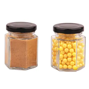 Hotsale Mini 80Ml Keukenopslag Glazen Pot 3Oz Zeshoekige Glazen Gelei Pudding Honing Spice Jar Metselaar Jampot Met Schroef Metalen Deksel