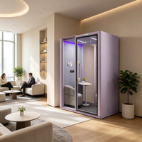 Cabines téléphoniques modulaires modernes insonorisées pour bureaux, avec éclairage LED, pour centres commerciaux, gares de train et stations de métro, et système de ventilation