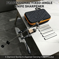 Système d'affûtage de couteaux professionnel à angle fixe DMD-2268, 5 pierres à affûter multi-grains, étui en cuir intégré, roulement sphérique à 360°