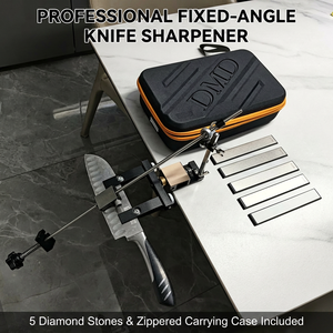 Sistema de afilado de <span class=keywords><strong>cuchillos</strong></span> profesional de ángulo fijo DMD-2268 con 5 piedras de diferentes granos, polea de cuero integrada y rodamiento esférico de 360° - Product Image 1