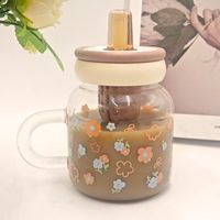 Tasse à thé en verre borosilicate pour femme avec paille et infuseur, résistante à la chaleur, capacité 800 ml, design classique, réutilisable