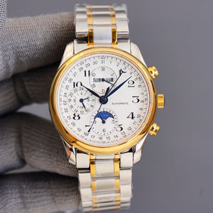 Montre Master à huit aiguilles avec phases lunaires, acier inoxydable 316, cadran de 40 mm, bracelet en cuir, résistante à l'eau jusqu'à 30 m - Product Image 4