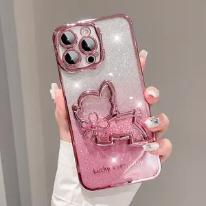 Liquid Glitter Case For iPhone 14 13 11 12 pro max Glitter Quicksand Cell Phone Cover bling 3D Animal Phone Shell Cases