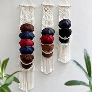 Colgador organizador de sombrero de macramé bohemio de granja bohemio de gran oferta para exhibición de pared - Product Image 2