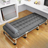 Chaise pliante inclinable portable à cadre métallique pour lit simple, idéale pour la pause déjeuner au bureau, comme fauteuil d'appoint hospitalier, pour une sieste facile, le camping et l'ameublement domestique