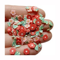 Fleur rouge feuilles vertes fleur arrose tranche d'argile polymère pour bricolage artisanat minuscule mignon 5mm en plastique Klei particules de boue