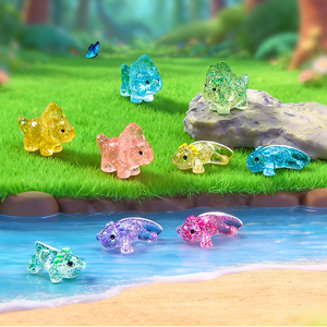 Cross-border New Arrival Fine <b>Glitter</b> Resin Dinosaur Salamander Doll Cute Beads Garden Landscape DIY Decoration Accessories - Product Image 2
