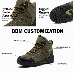 Nuovi Arrivi Diretti dalla Fabbrica: Scarpe da Trekking e Arrampicata per Uomo in Pelle Scamosciata Sintetica, Impermeabili, con Lacci, Verde Militare, Nero, Rosso - Product Image 4