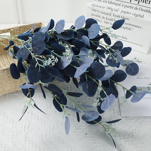 Flores artificiales de <span class=keywords><strong>eucalipto</strong></span>, rama de hojas artificiales de <span class=keywords><strong>eucalipto</strong></span>, tallos de hojas verdes y azules, venta al por mayor de fábrica de O-X0163 - Product Image 5