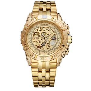 Reloj Mecánico Automático Dorado para Hombre, Correa de Aleación Analógica, Función de Tacómetro, Caja Redonda de 13.5 mm de Grosor, 21 cm de Longitud, Sin Resistencia al Agua - Product Image 5