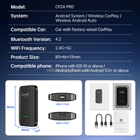 Adaptador Inalámbrico Carplay 3 en 1 Carlinkit Cp2a Pro Ota con Sistema Android, Android Auto, Car Play, USB, AI Box, Dongle para Spotify y YouTube