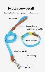 Luxus Custom Hunde halsband Verstellbares Set Weiches Polyester Material Leder Personal isiertes Hunde leinen halsband - Product Image 4