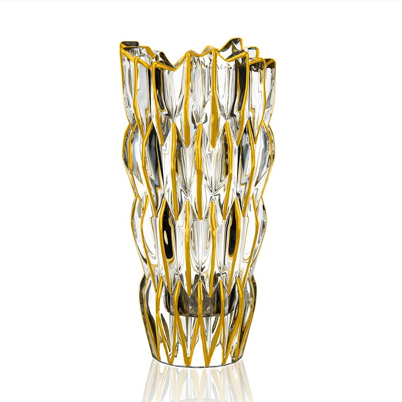 Роскошная домашняя декоративная ваза 30 см, Золотая Хрустальная стеклянная ваза для вечеринки, свадебный подарок