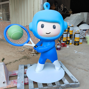 Custom 3D Cartoon Tennis Sports-Inspired Fiberglass Art Sculpture Custom Fiberglass Statues for Schools and <strong>Athletic</strong> Venues - Product Image 1
