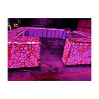 Forme personnalisée Rétro-éclairé Pierre d'agate brune Restaurant Discothèque Bar à vin Conception de comptoir de bar à led illuminé
