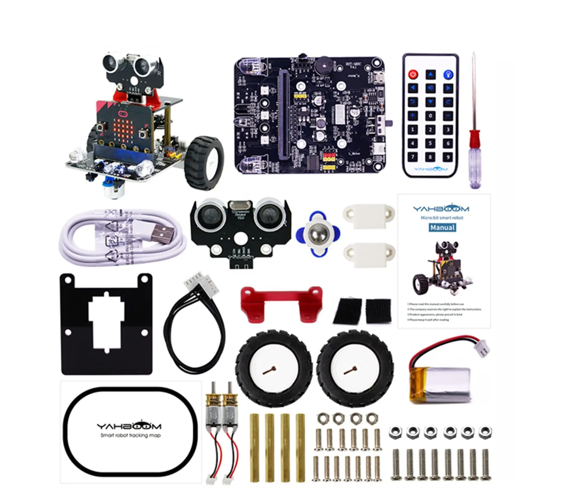 Yahboom Micro:bit Smart Robot Car Kit Python Programming Learning Kit Compatible with BBC Micro:bit V2/V1.5