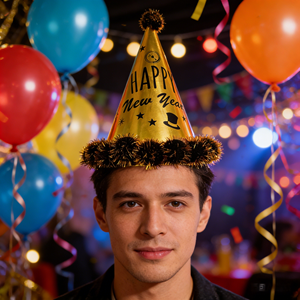 Cappello di <span class=keywords><strong>Capodanno</strong></span> per Costume, Accessorio Fotografico Oro e Argento, Cappello da Festa per Adulti con Pompon, Decorazione per Festival per Bambini - Product Image 3