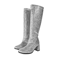 Bottes hautes pour femmes, personnalisées, colorées, pour cheerleading, talons de 3 pouces, grande taille, fermeture éclair, cuir pailleté, bottes Gogo pour femmes